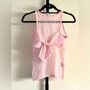 Vintage Pink Mohair Sheer Tank Bow Made In Italy Euro